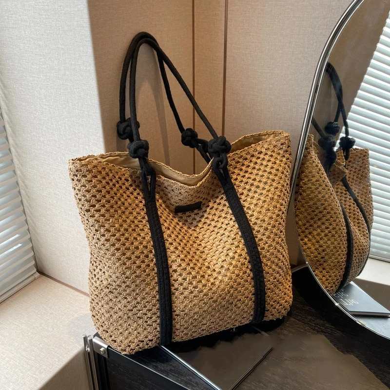 Elegant Ladies Straw Woven Handbag Women Holiday Beach Bag Casual Shopper Tote Top-Handle Bags Fashion Underarm Shoulder Bags 260623