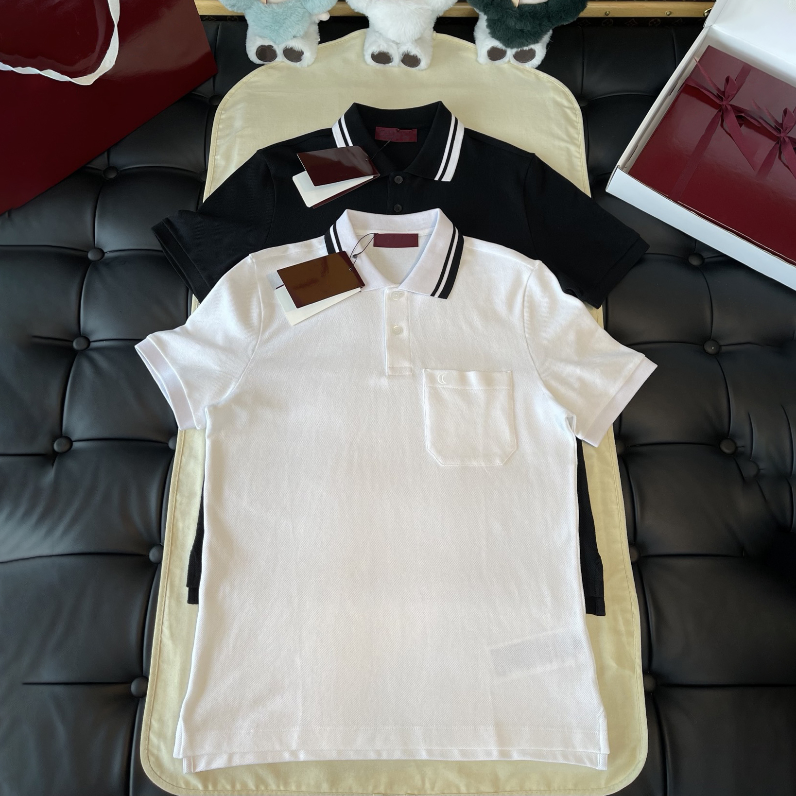 Designer luxury brand high-quality men's T-shirt Polo shirt with jacquard stripes, embroidered pocket, short-sleeve elegant business casual shi