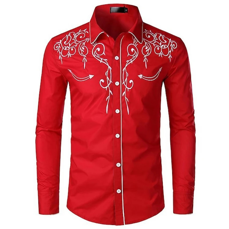 Fashion Western Cowboy Shirts For Men Spring Autumn Simple Trend 3D Printed Long Sleeve Shirt Loose Streetwear Vintage Blouse 260617