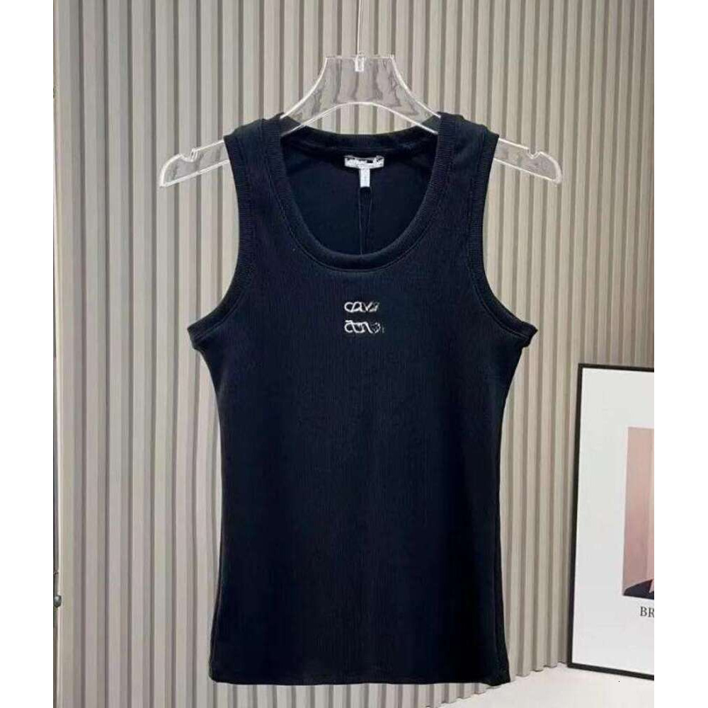 Tank Top Designer High Quality Knitwear Sleeveless Camisole Tops Trendy Brand Vest Letters Embroidery Rhinestone Women's Clothing Top 852