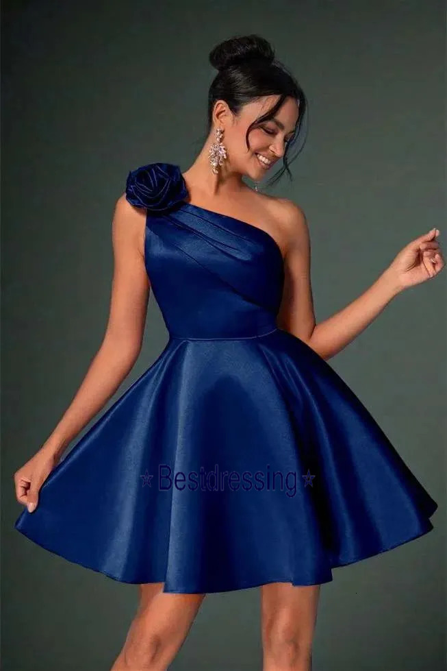 Bridesmaid Stain Homecoming Dresses A Line One Shoulder Evening Prom Cocktail Formal Party Gowns Custom Made Bd624