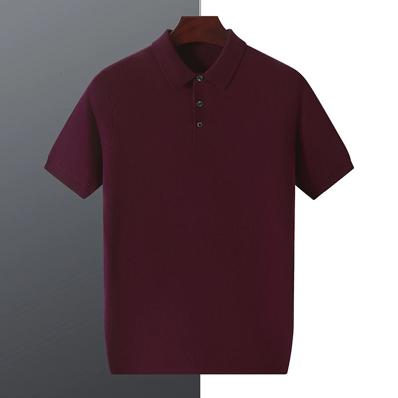 Summer Short Sleeved Mens POLO Collar Pullover Vest Business Casual Knitted Thin Base Sweater Wool Silk T-shirt Menswear 260623