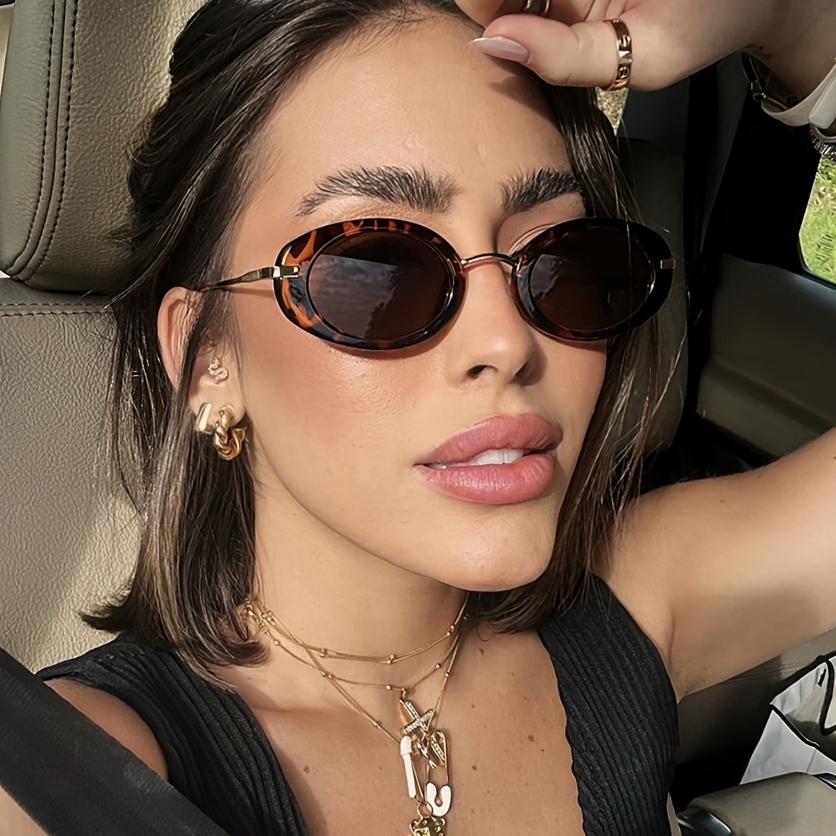 New Oval Small-Frame Sunglasses Men Women, High-End Fashion, Suitable For Outdoor Daily Street Photography, Versatile And Uv-Protective