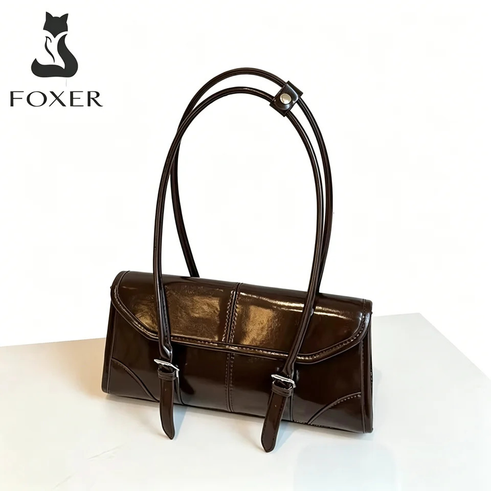 FOXER 2026 Womens Shoulder Bag Genuine Leather Retro Female Tote Underarm Bag Versatile Large Capacity Handbag 260623