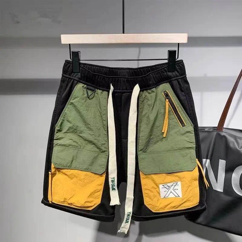 summer loose casual street trend contrasting colors patchwork pockets personalized work clothes shorts for men 2026
