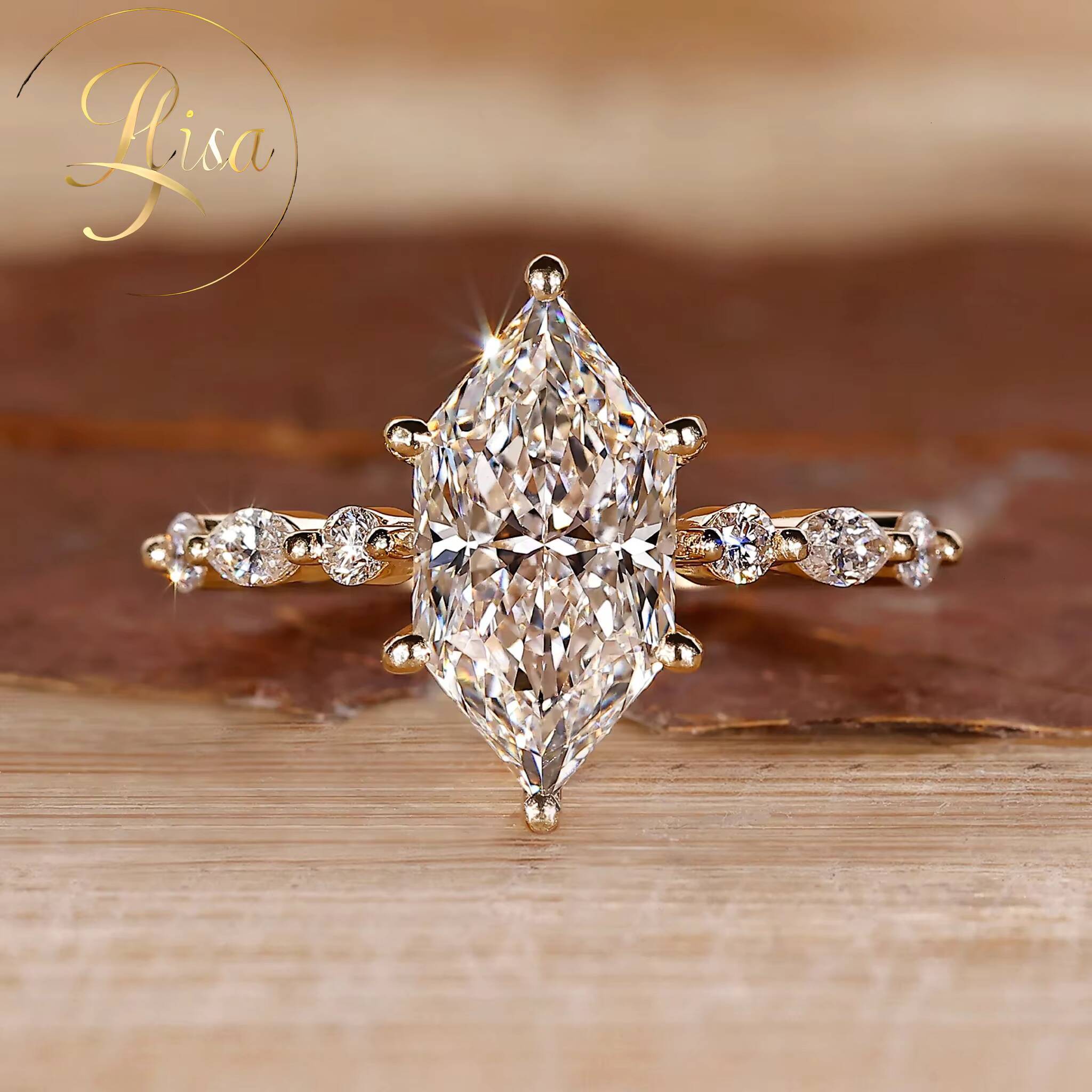 Custom 18K Gold IGI Certified Lab Made Diamond Engagement Ring Luxury Vvs HTHP CVD Lab Grown Diamond Side Stones Ring Jewelry