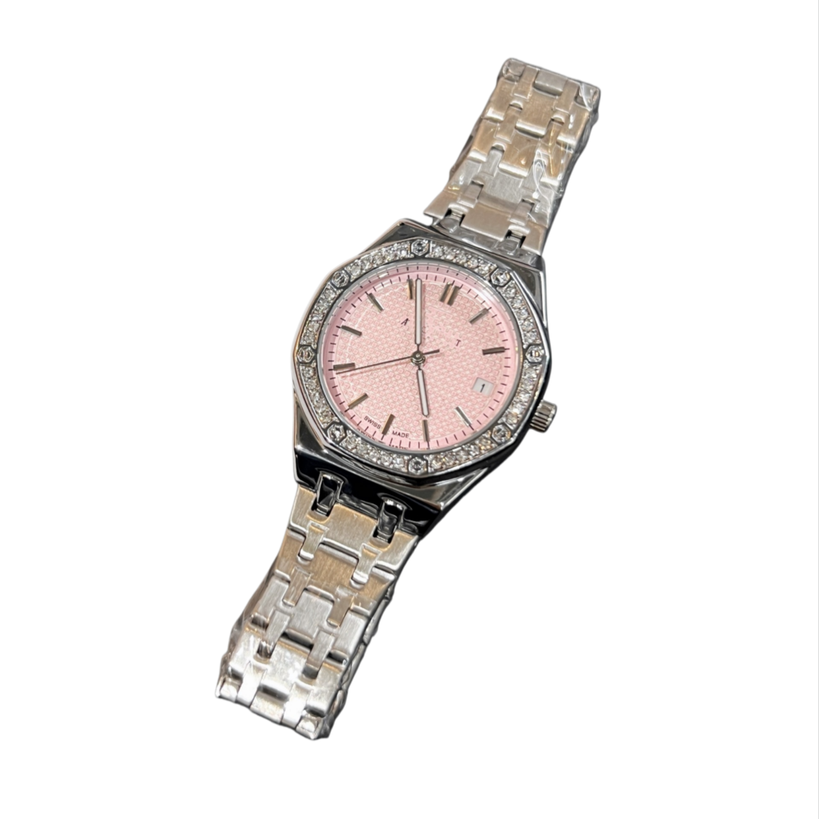 Ladies Grid Steel Watches Quartz Diamond Octagon Single Date Unisex Wristwatch Multicolor Five Link Bracelet Retro Daily Sport Office Watch Three Ha