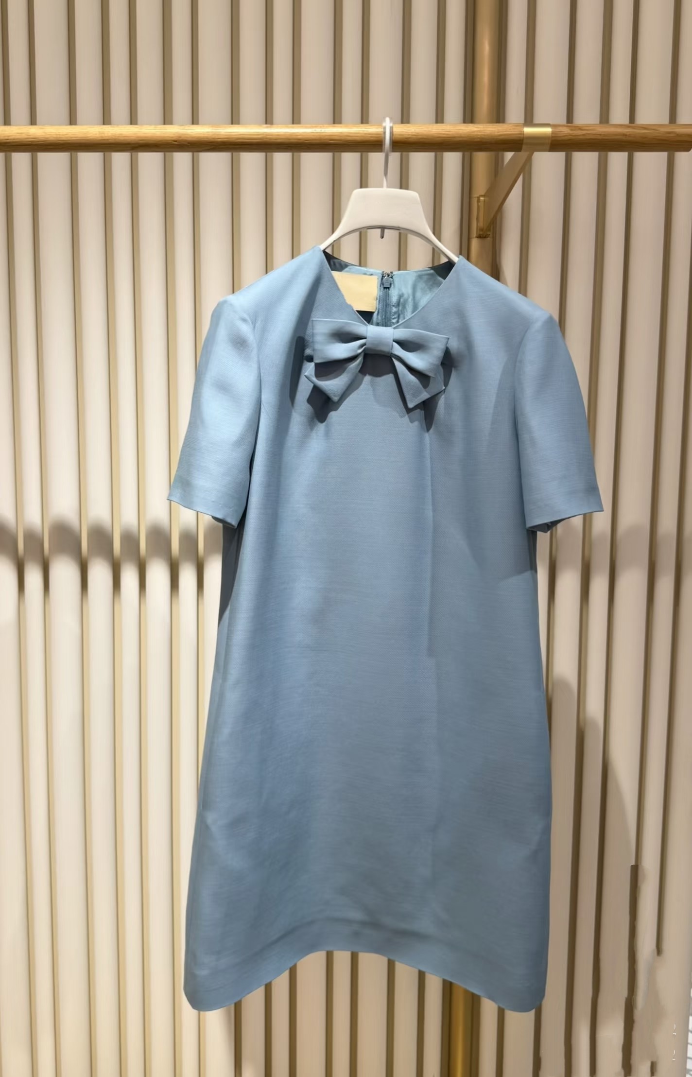 Custom Made Women Dresses Plus Size Light Blue Designer Dress Runway Style Bow Loose Dresses For Womens 62407
