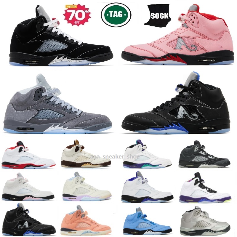 Black Metallic Reimagined Basketball 5s UNC Shoes sneakers White Metallic 2026 Fire Red Tokyo Medium Soft Pink Grape Sail Designer Wolf Grey Shoe