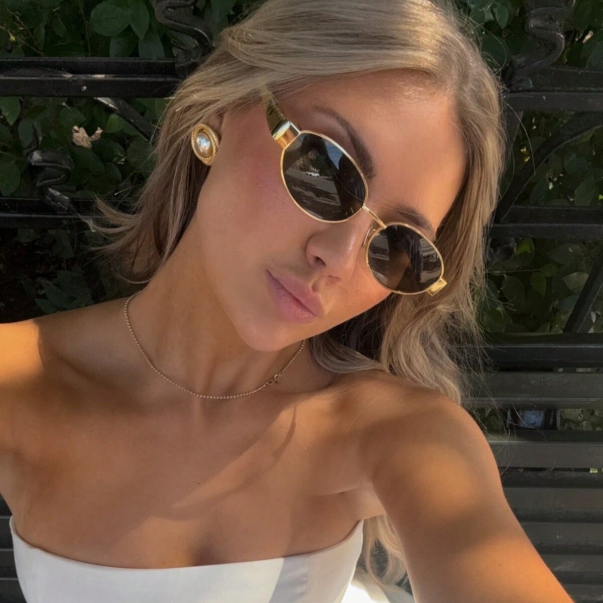 New Stylish Luxurious Old Money Style Oval Small-Frame Sunglasses, Versatile For Outdoor Travel, Vacations, And Driving