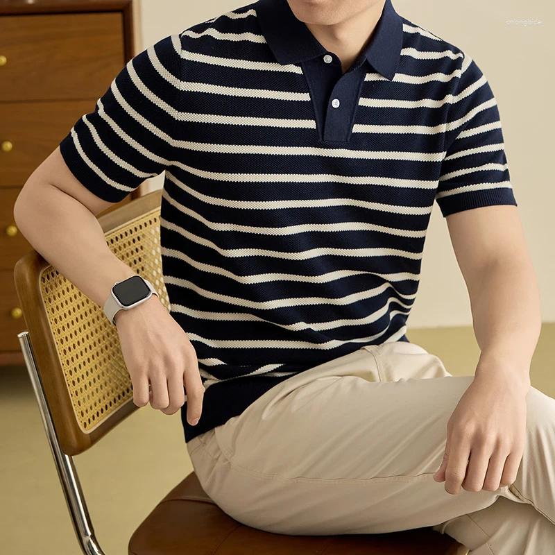 Men's Sweaters Good Quality Men Trendy Knit Polos 2026 Spring Fashion Striped Tops Short Sleeve Breathable Knitting Clothes Pullover Shirt