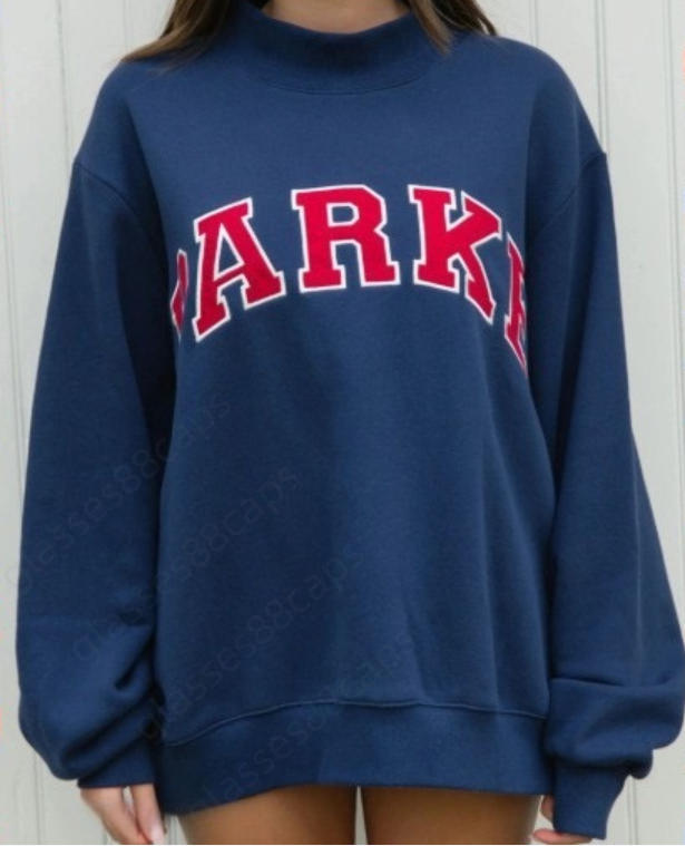 Parkes Womens hoodie Embroidery Loose Fit Letter Print Hoodies Sweatshirt mockneck 100% Cotton Long-Sleeve Pullover Hooded Top Daily Casual Wear hoo