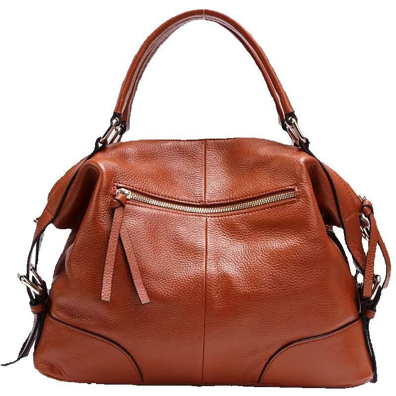 High Quality A4 Top Grain Cowhide Genuine Leather Women Handbag Shoulder Messenger Bag Fashion Tote Purse Brown Blue Black A193