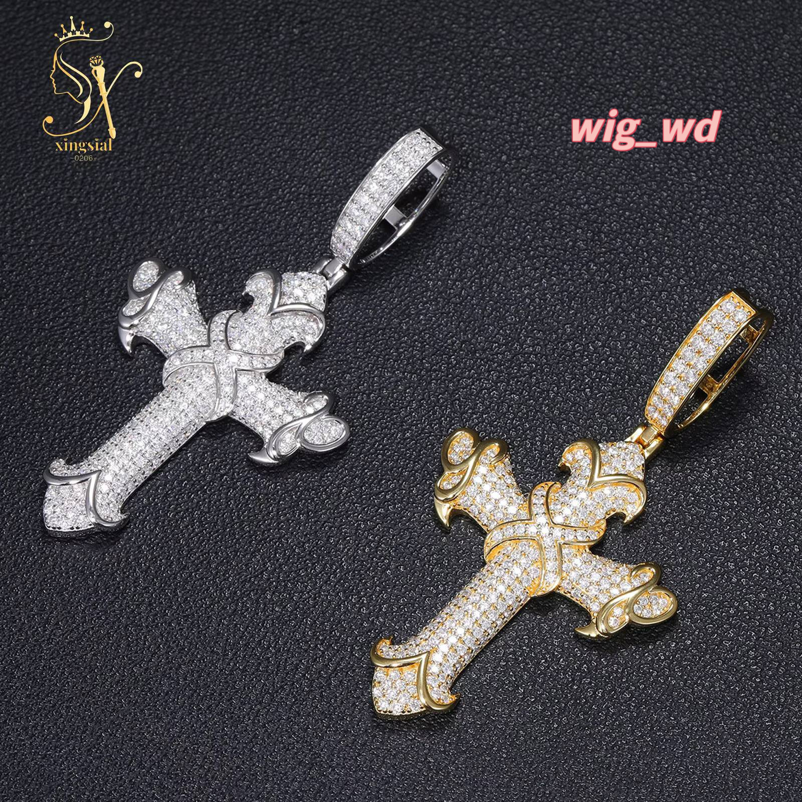Luxury Hiphop Charm Jewelry Men Pass Diamond Test 925 Silver Custom Necklace 18K Gold Iced Hip Hop Cross VVS Moissanite Pendant