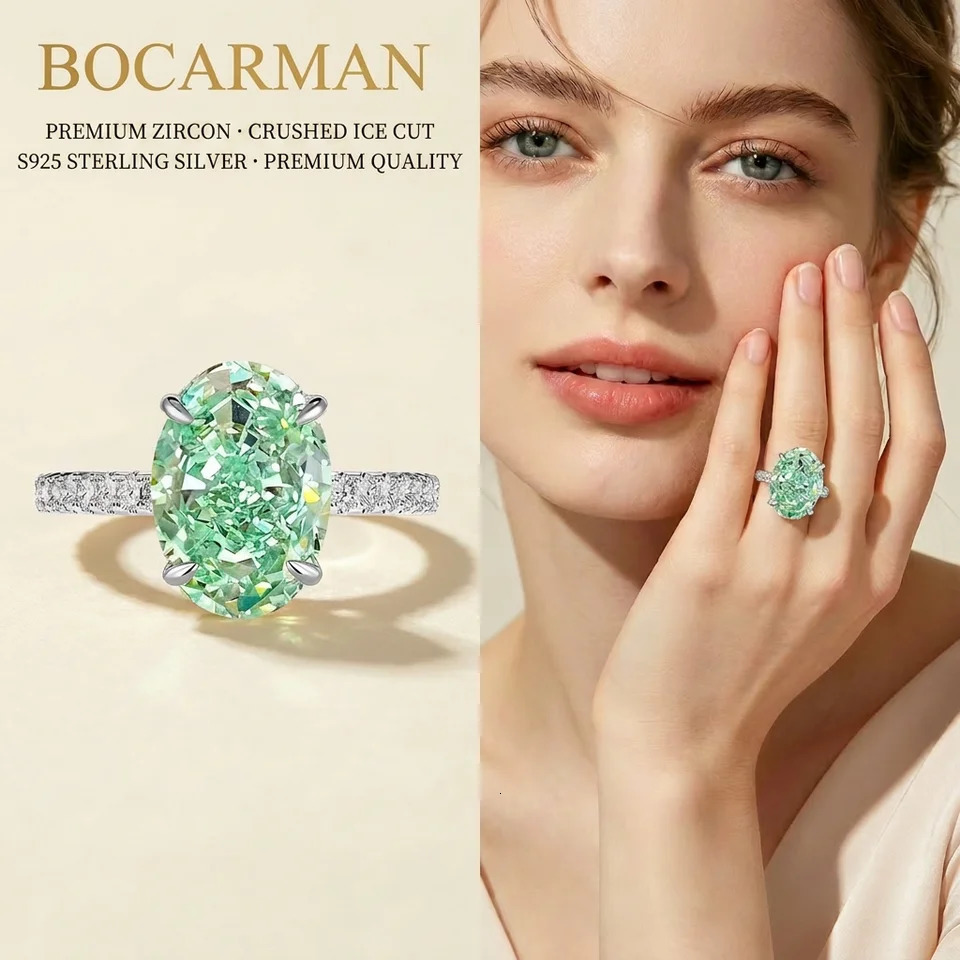S925 Sterling Silver Ring mint green Fine jewelry Quality Tanzanite blue Zircon Ice oval rings for women gifts wedding 260624