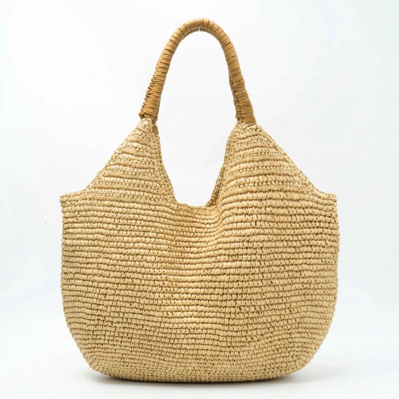 Raffia Woven Straw Shoulder Bag,Women Large Capacity Handmade Tote Bag, Elegant Summer Beach Vacation Coastal Style Handbag