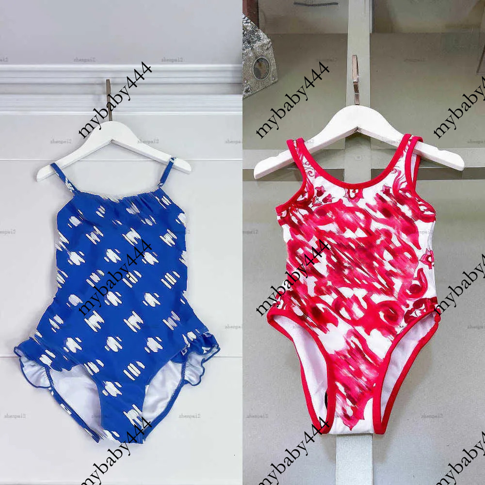 Symmetrical Luxury girls swimwear child printing Beach Bikinis kids designer clothes one pieces swimsuit summer baby swimwears A297X09N073 Y260609