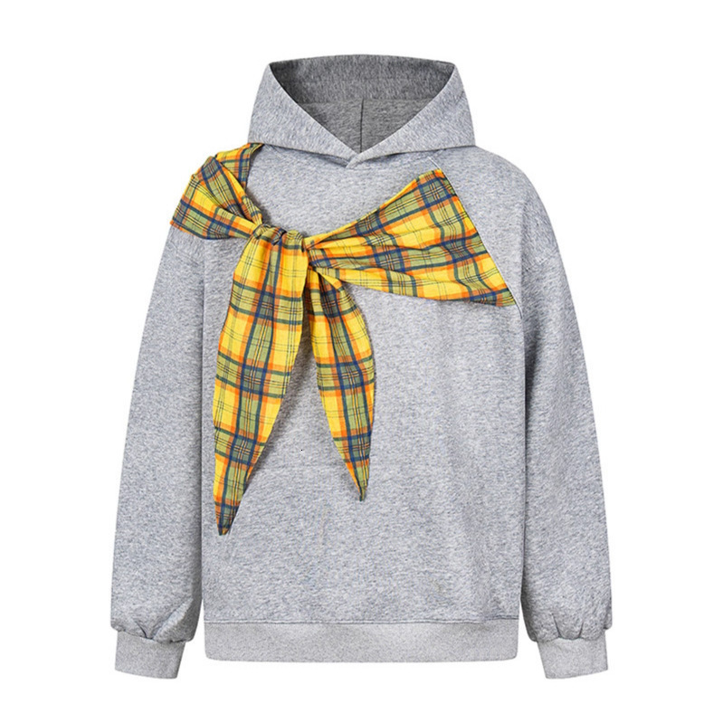 Hoodie Bowknot Plaid Lace Up Hoodie Heavyweight Long Sleeve Sweatshirt Jacket For Autumn Winter Daily Hangout Street Walking Casual Dating Outfit
