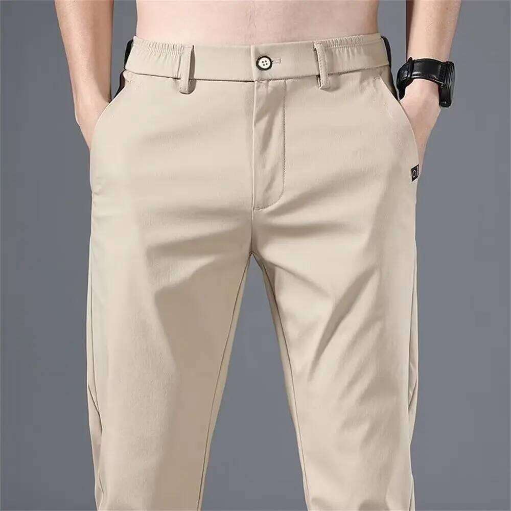 Ice Silk Golf Men's Midweight Sports Pants Simple Design Khaki Black Slim Straight Leg Stretch Casual Trouse W260624