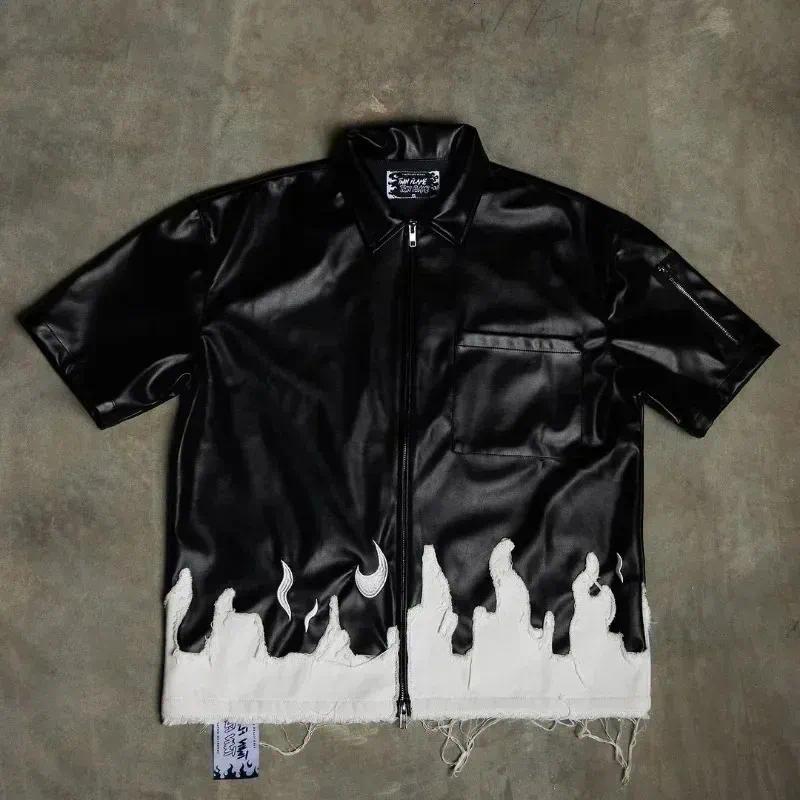 Fashionable European and American Ins mens printed T-shirt summer hip-hop Y2K mens personalized street retro cardigan 2026