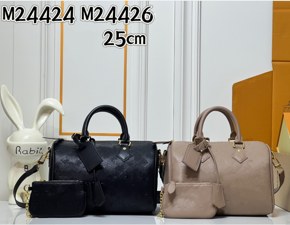 White Diamond Embossed Black Leather tote Luxury Designer Bag Handbag Purse SPeedyP9 Soft 30 Bag Pillow Bag Top Quality Crossbody Shoulder Bag for U