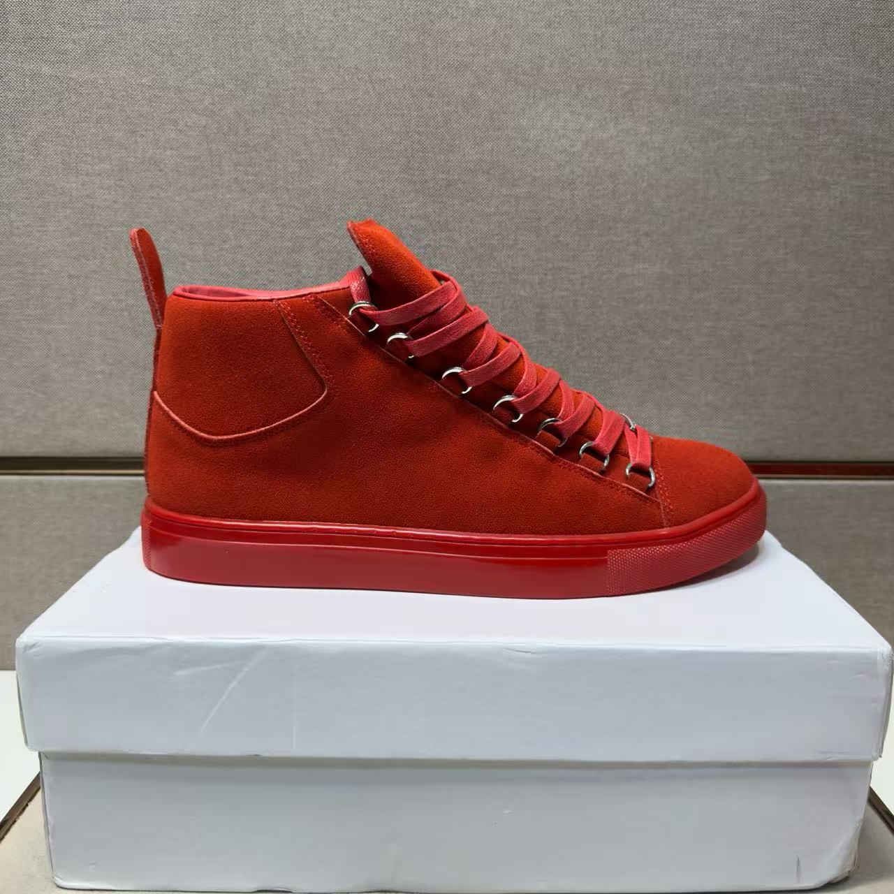 Famous Design Arena Shoes Mens Casual Shoe High-Top Sneaker for Men's Flat Wrinkle Leather Trainer Party Luxury trainers Discount Footwear
