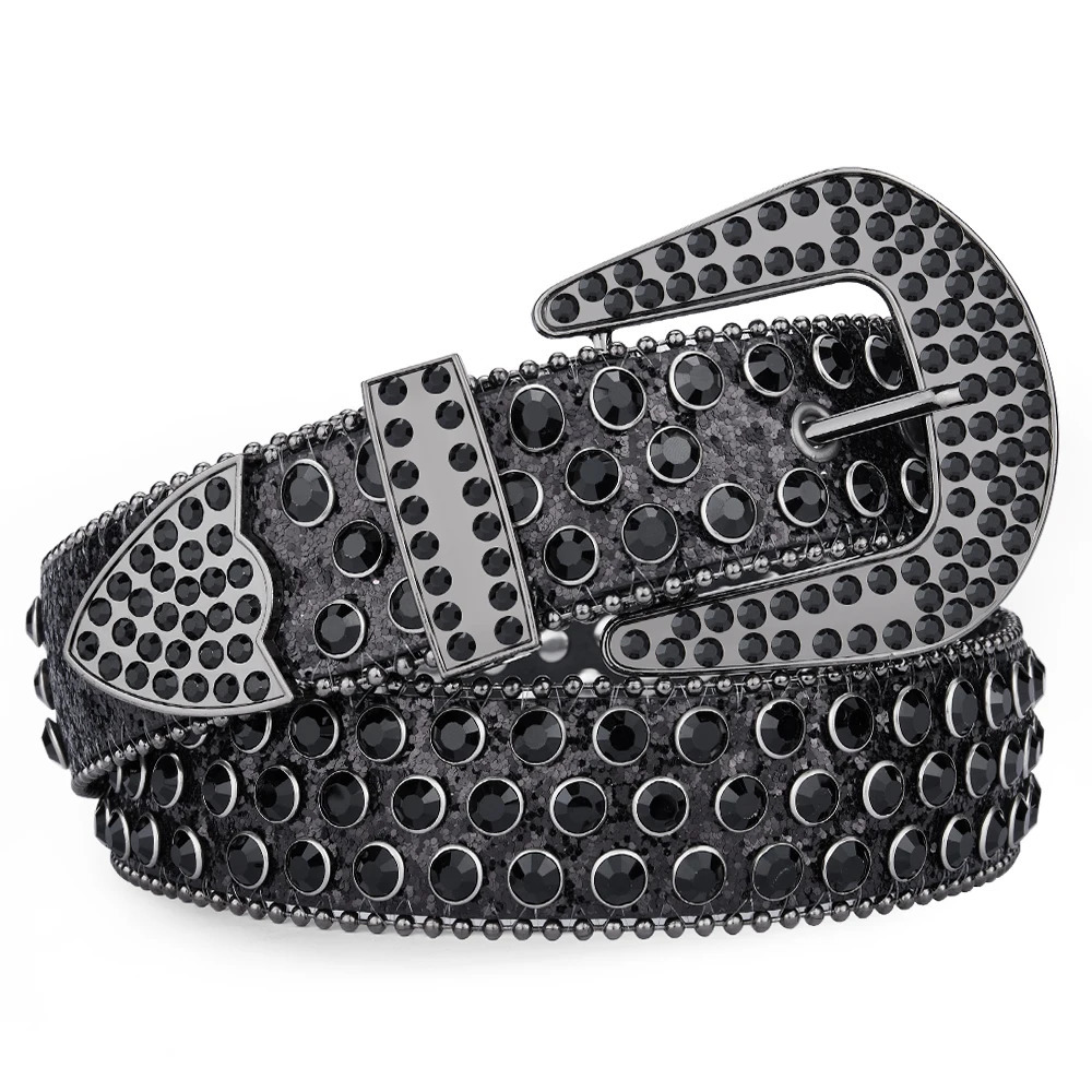 Mens Jeans Rhinestone Large Size Belt Womens Belt Western Denim Shiny Rivet Leather HipHop Punk Rock Y2K Style Belt 260624