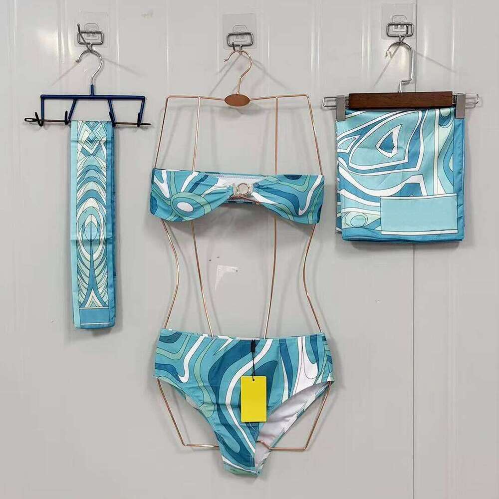 Luxury Design Ribbon Scarf Split with Designer Signature Letter Logo Classic Brand Women's Two-Piece Swimsuits W260624