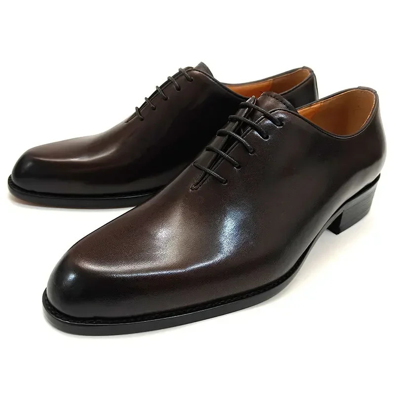 Mens Leather Shoes Handmade High Quality Casual Oxford Business Work Shoes Black Coffee Lace-up Comfortable Man Shoe 260624