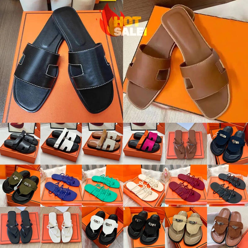 Designer Slides Fashion Women Sandals Beach Slippers Leather Classic Luxury Summer Sandal Women Skin Slide Ladies flat shoes Free shipping Sizes-image-851623165