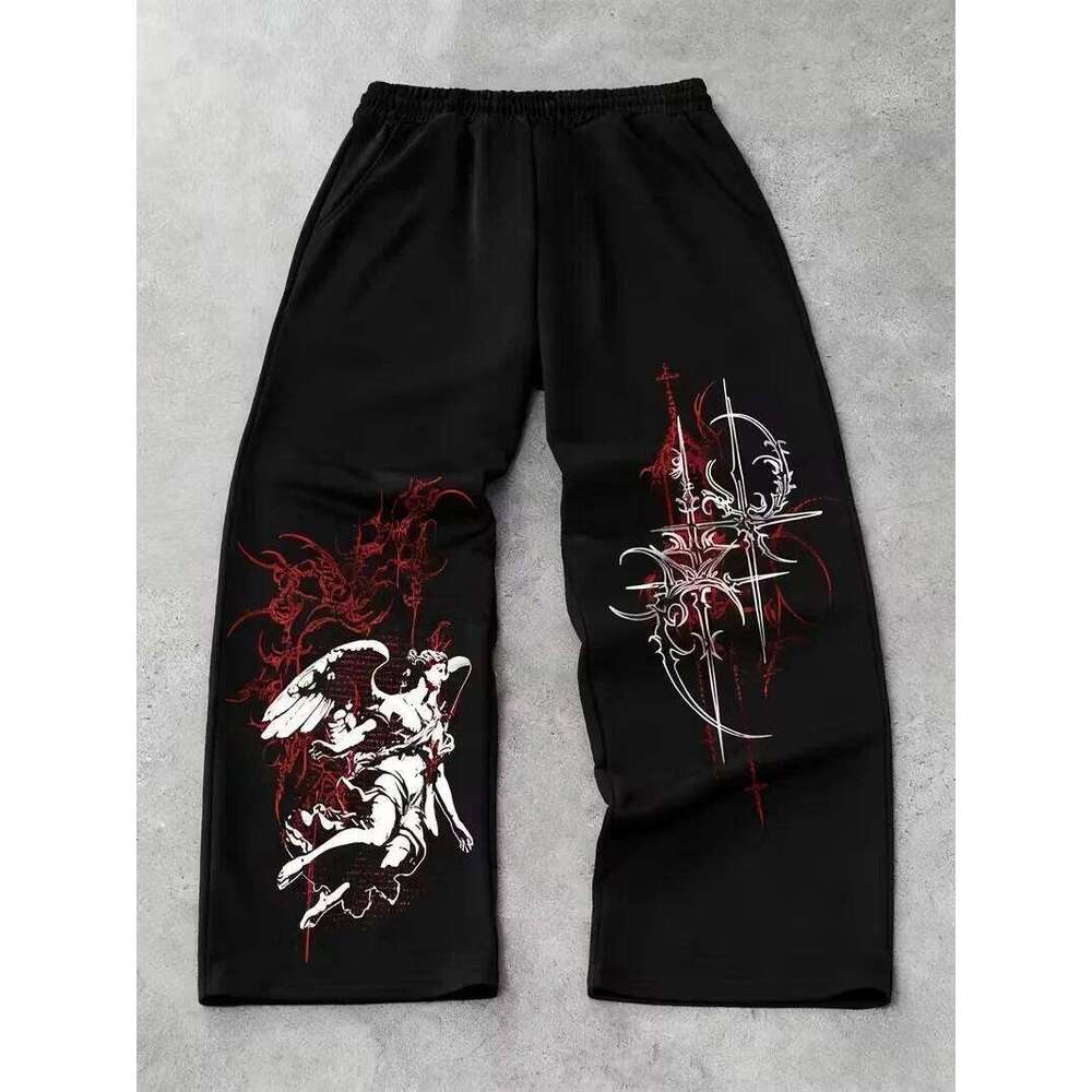 2026 Summer Fashion Men's Casual Gothic 3D Printed Sports Straight Legs New Street Jogging Pants Large Size W260624