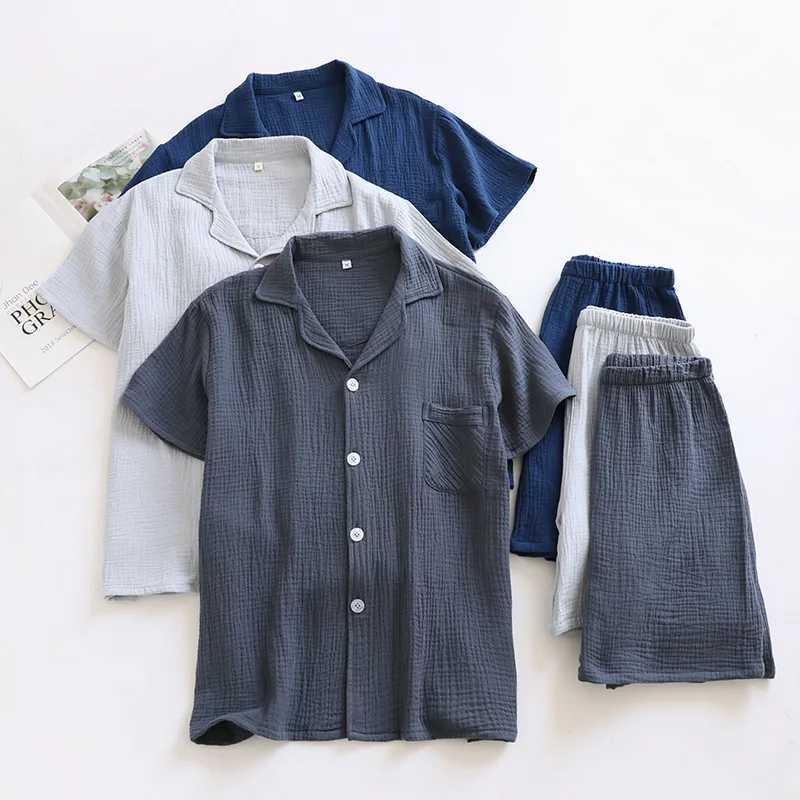 Style Unprinted Short Slved Shorts 2 Pcs Mens Pajama Set for Spring and Summer Simple Home Slpwear Pyjamas Men L26623