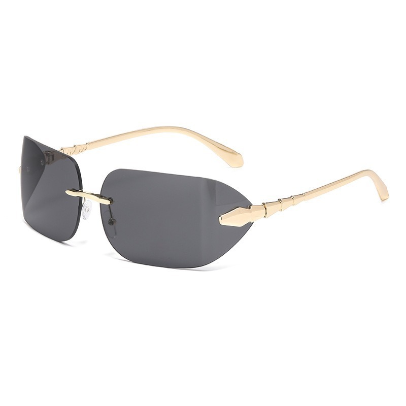 2026 New Luxury Simple Integrated Lens Sunglasses with Large Frame Serpentine Metal Frame Windproof and Dustproof Fashion Trend Curved Lens Polarize