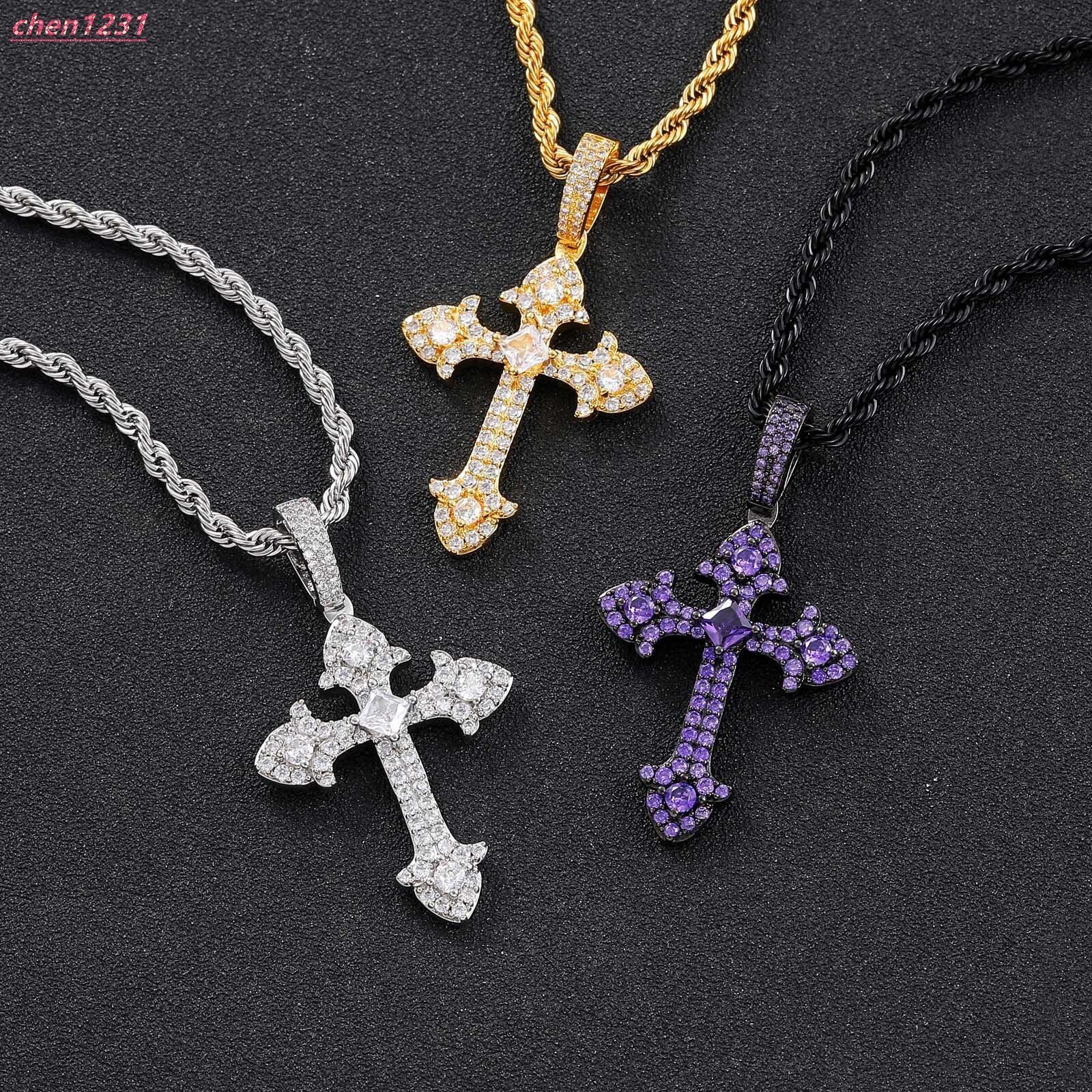 European Hip Hop Mens Cross Pendant Moissanite Personality Simple Fashion Brand Trending Men and Women Ear Accessories