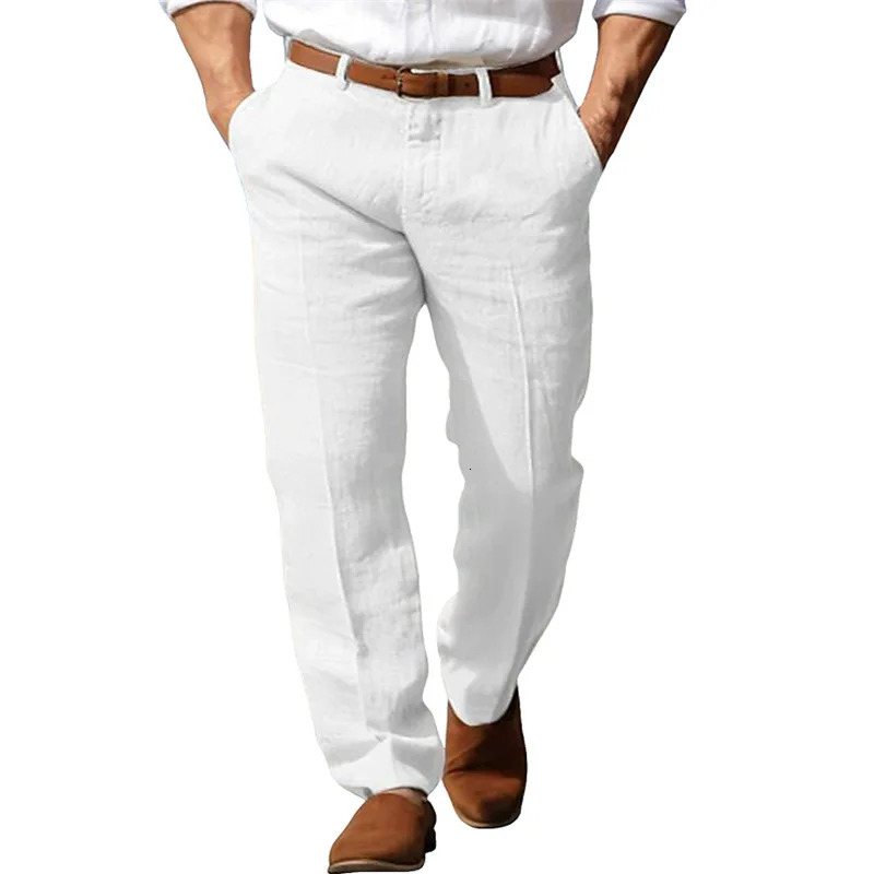 Mens Formal Linen Summer Pants Straight Tube Solid Color Comfortable Breathable Formal Business Fashion Basic Style 260624
