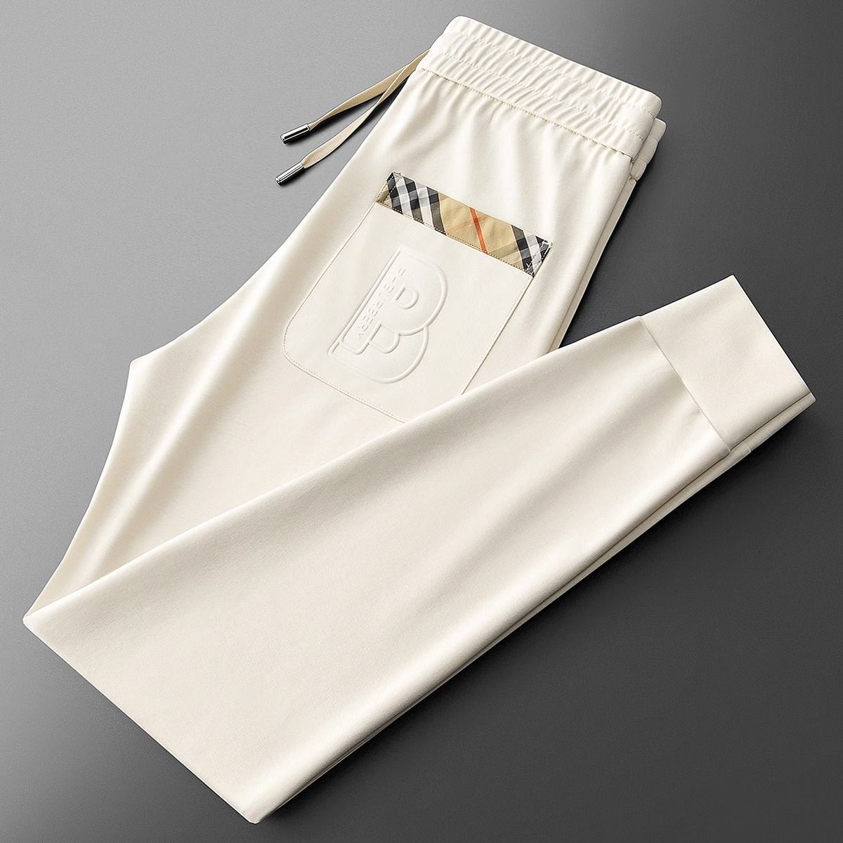 Luxurious Designer Trendy Brand Summer Ice Silk Pants For Men, Loose Fit, Trendy Letter Design, Men's Sports Style, Small Foot Pants, Casual Pa