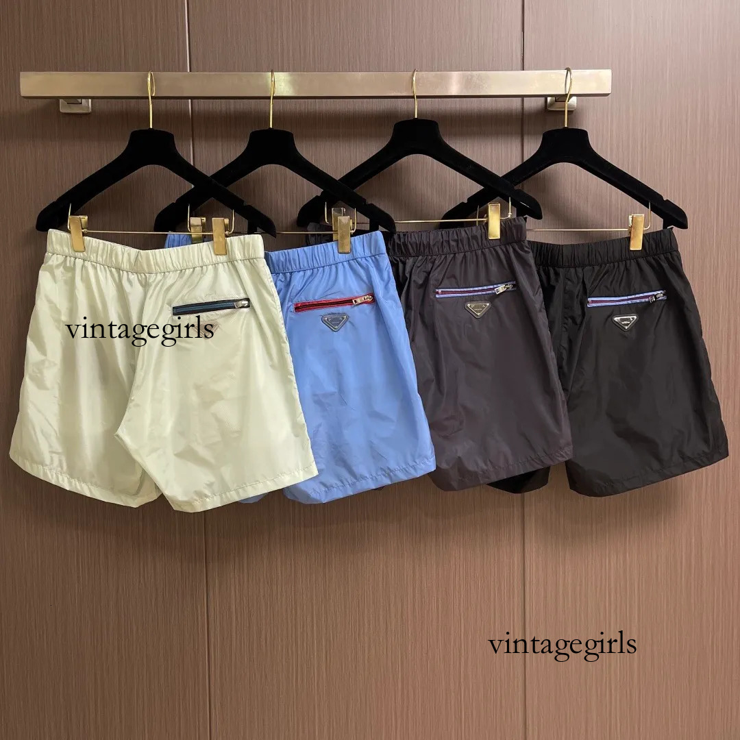 Designer Brand Men Shorts With Triangular Logo And Zipper Pocket Men Casual Shorts Breathable Water Sports Beach Pants Quick Drying Pants