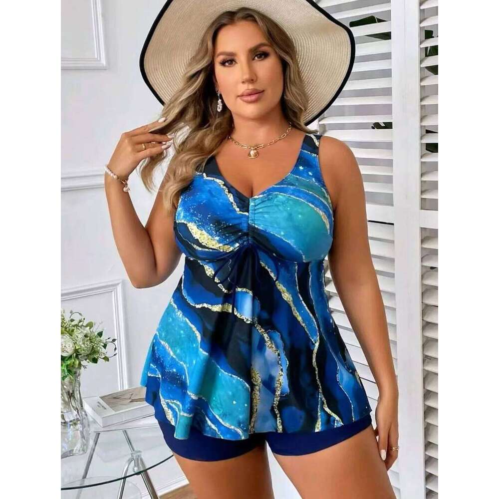 2026 Plus Size Women Tankini Set Beach Swimwear Summer Swimming Dress Sexy Girls Swimsuit W260624