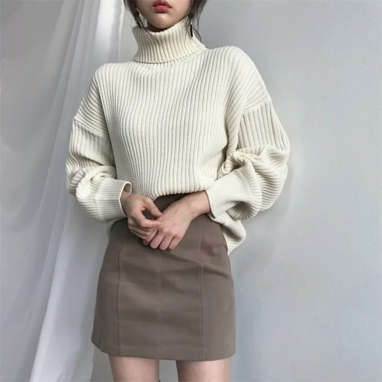 outdoor 2026 Gym Clothe Set Lu Women Workout Set Turtleneck Sweater Womens Autumn Winter Loose Korean Style Thickened Pullover Outer Wear Knitted Sw