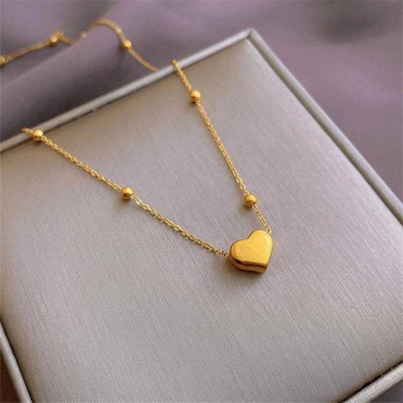 Brand Luxury Designer Jewelry Luxury Brand Designer Jewelry Minimalist Heart Steel Necklace For Women Unique Design 18K Gold Clavicle Chain New Ne D