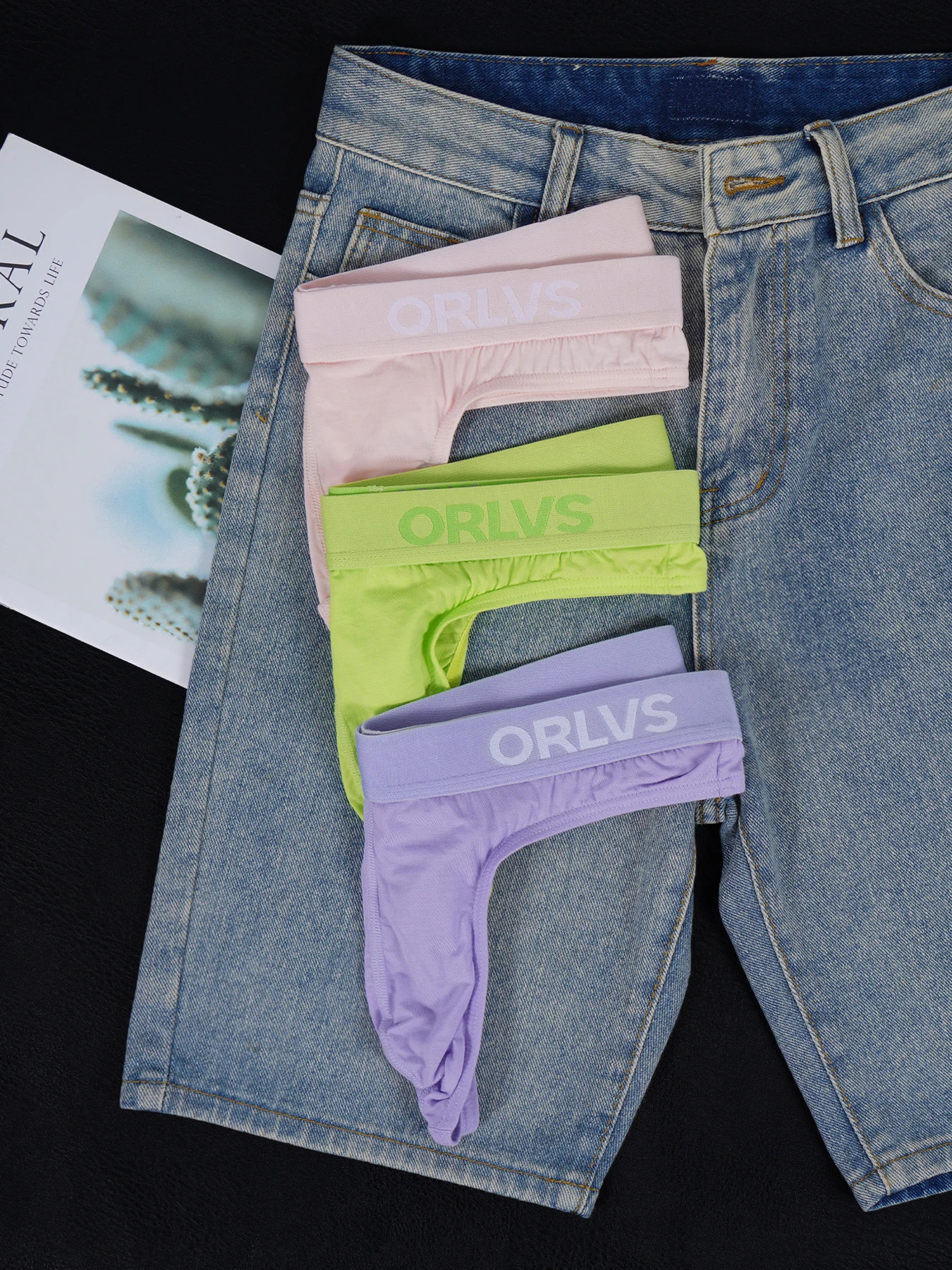 3 PCS Mens ORLVS Ice Silk Modal Thongs Soft Breathable Low Rise Comfortable Underwear 260624