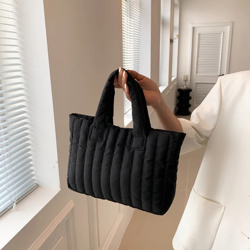 Ladies Tote Bags Large Capacity Cotton Padded Bag Solid Color Casual Fashion Nylon Elegant for Handbag 260624