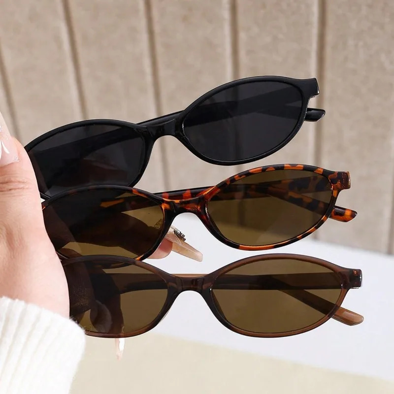 3 piezas de gafas de sol ovaladas con montura pequeña para mujer, adecuadas para viajes al aire libre, fiestas, turismo, verano, playa, protección U