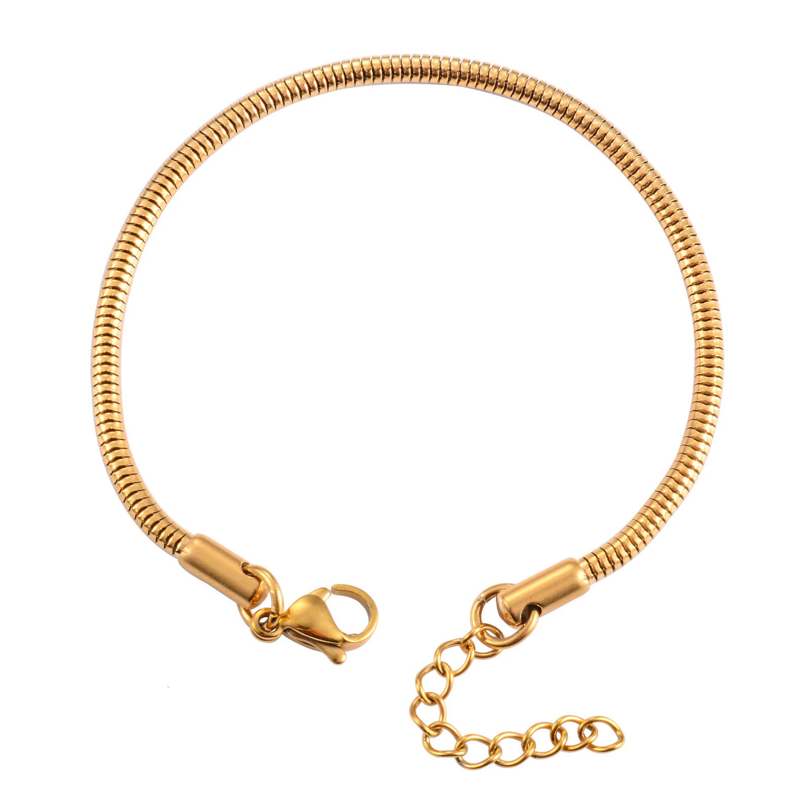 cable Chain Bracelet Stainless Steel Round Snake Chain Bracelet Women Men Ankle Anklet Bangle Cuff Jewelry Making Accessories For Hand Foot Link