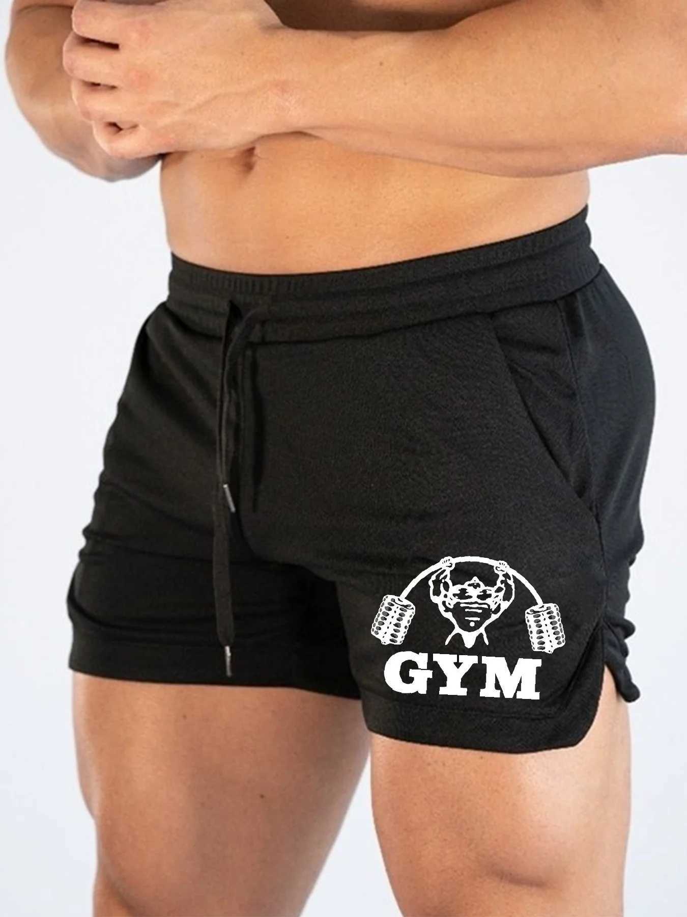 Dumbbell muscle running shorts quick drying breathable marathon shorts 3-minute fitness beach pants tight mesh fabric sporty Q260623