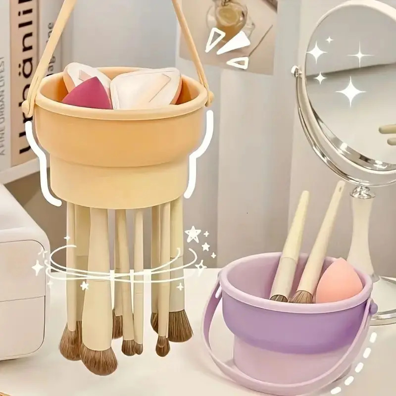1pc Makeup Brush Silicone Cleaning Bowl Beauty Sponge Brush Cleaner Mat Drying Rack For Makeup Tools 260623