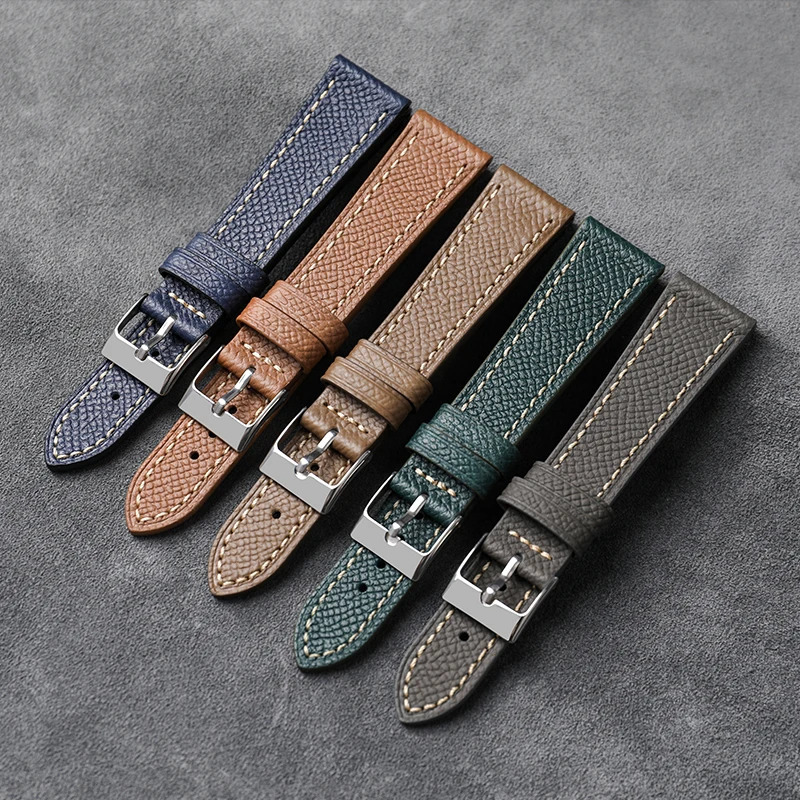 Epsom Handmade First Layer Leather watchband 18 19 20 22MM Soft Ultra Thin Palm Pattern Bracelet Vintage Style Genuine Leather 260623