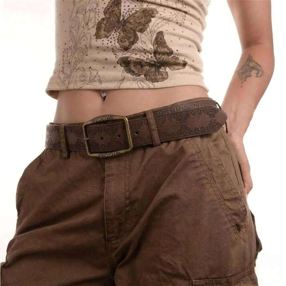 Fashionable High-Quality American Retro New Ethnic-Style Leather Belt Versatile for Jeans with a Luxurious Look 26Y0624