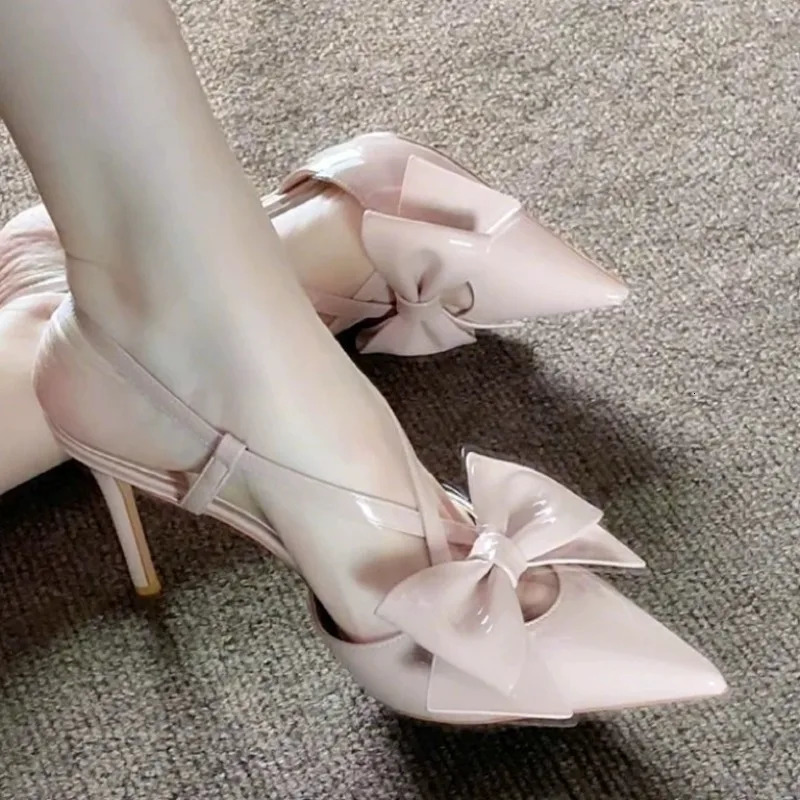 Mode Spitz Spitze Bogen High Heels Temperament Sexy Single Frauen Schuhe Elegante Komfort Stiletto Heels Sandalen Alias De Mujer 260624