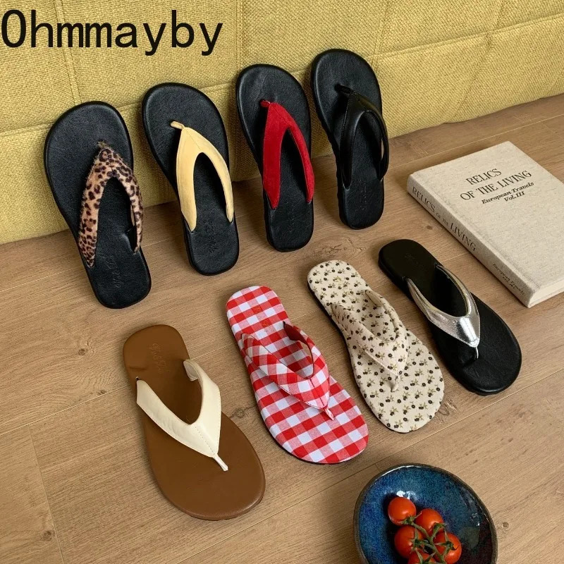 Fashion Multi-color Flip Flops Womens Summer Clip Toe Flat Slippers Casual Soft Sole Beach Vacation Daily Wear Slides 260623